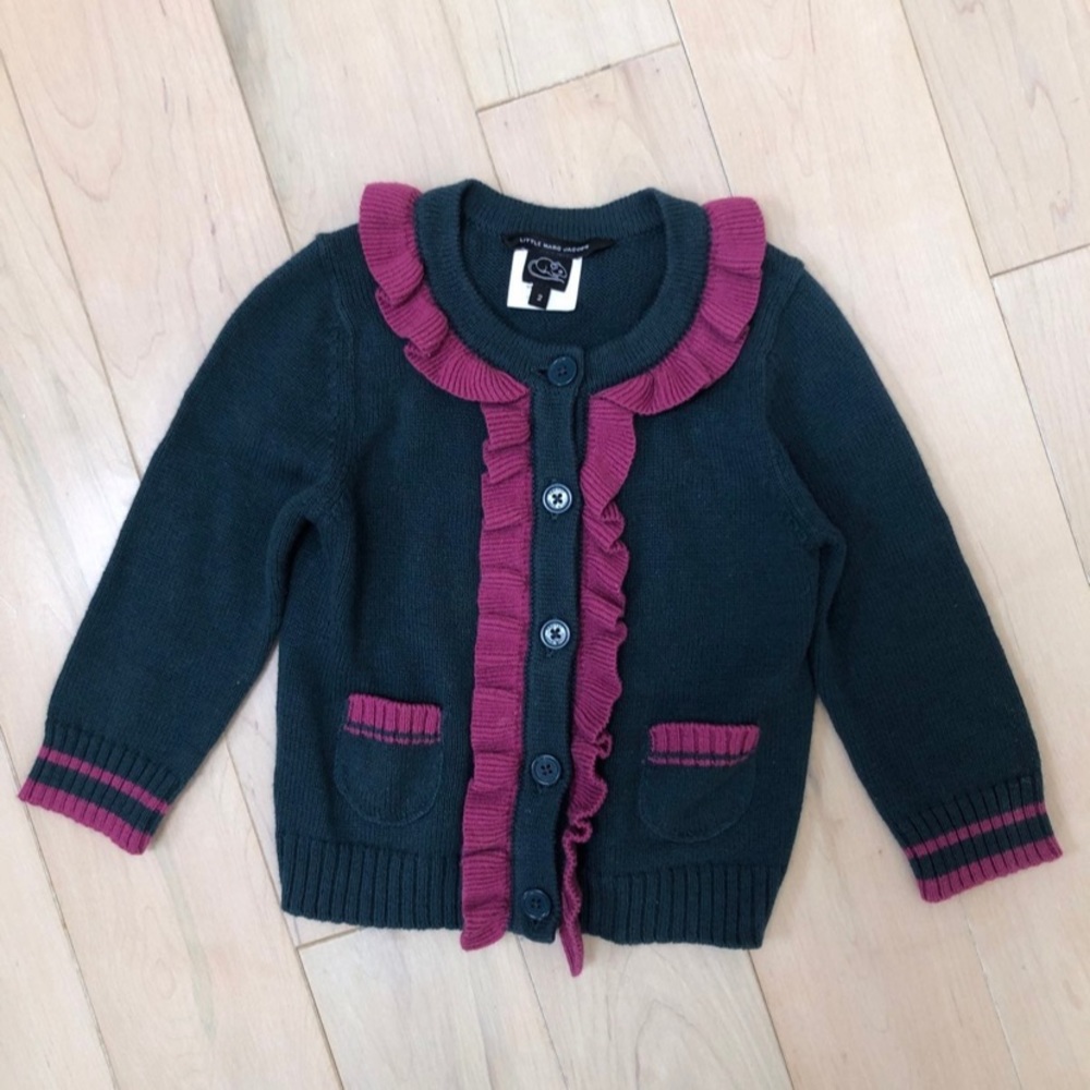 Little Marc Jacobs girls cashmere silk blend soft ruffle sweater cardigan